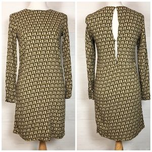 H&M Long Sleeve Lightweight Back Slit Dress Brown